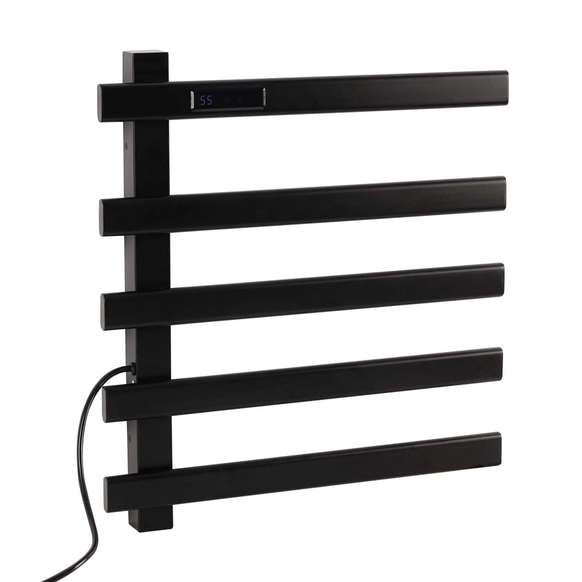 Electric Heated Towel Rack Wall Mounted Drying Rack, Stainless Steel Towel Warmer 5 Bars - Black