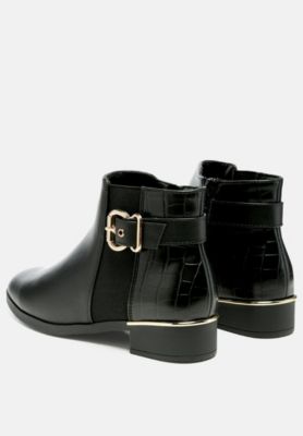 Womens Frothy Buckled Ankle Boots With Croc Detail
