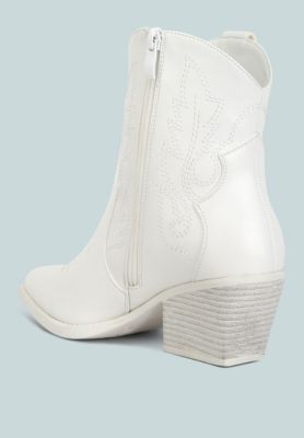 Womens Aries Ankle Length Block Heel Cowboy Boots