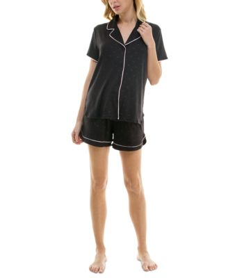 Derek Heart - Women's 2-Pc. Embossed Notched-Collar Pajamas Set