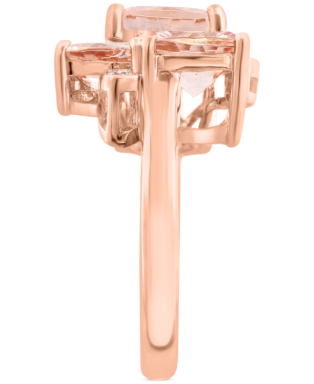 Effy Morganite (4 ct. t.w.) & Diamond (1/8 ct. t.w.) Trio Ring in 14k- Rose Gold