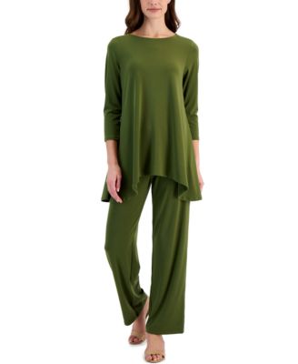 Womens Solid 3 4 Sleeve Knit Top Pull On Pants Created For Macys