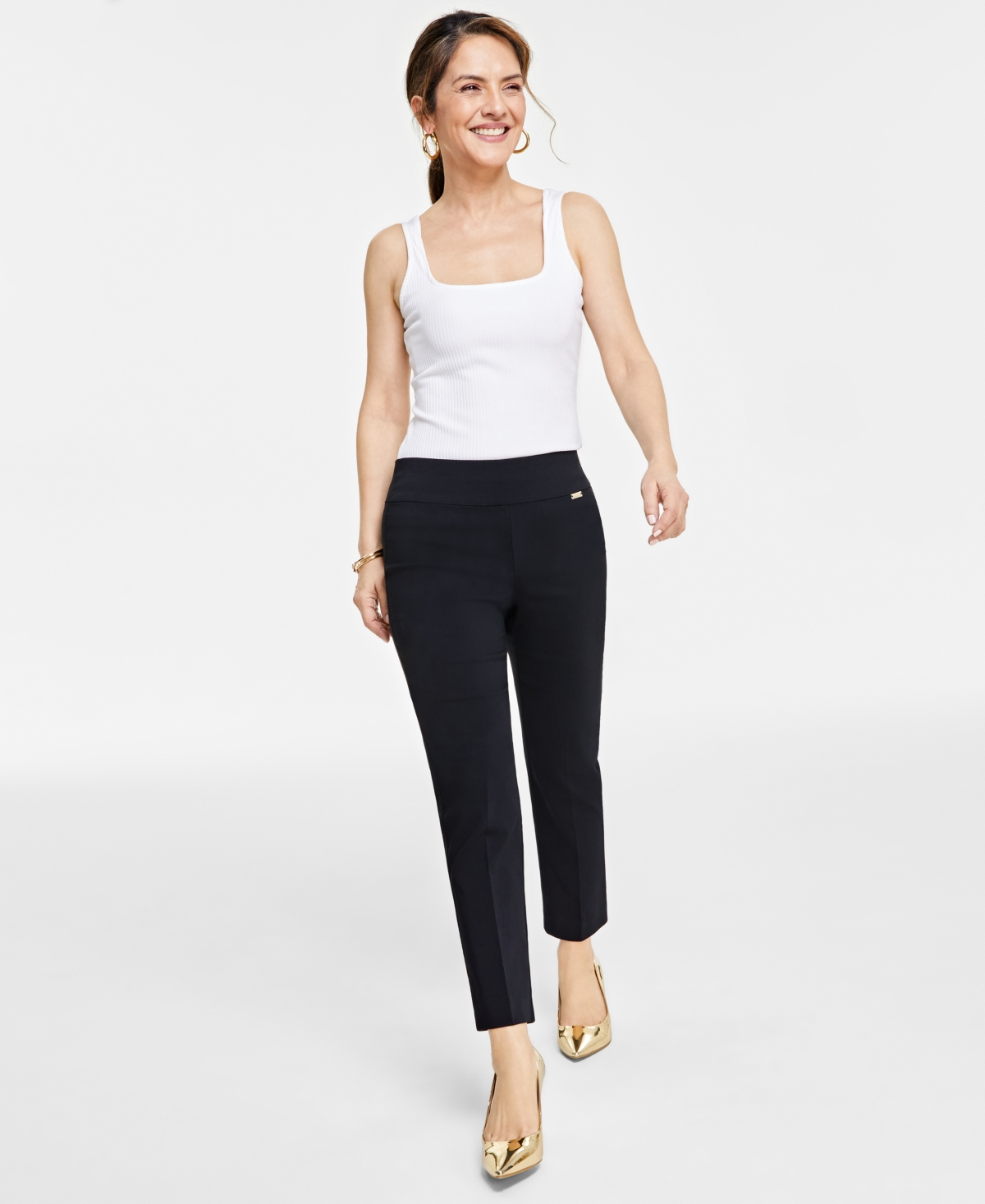Inc International Concepts Petite Mid-rise Crop Pants, Created For Macy's In Deep Black