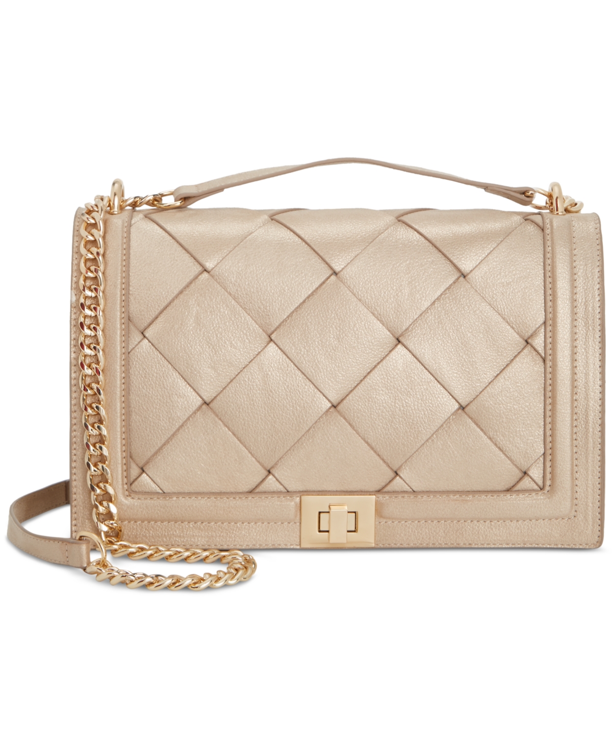 Shop Inc International Concepts Ajae Flap Woven Shoulder Bag, Created For Macy's In Pearl Champagne