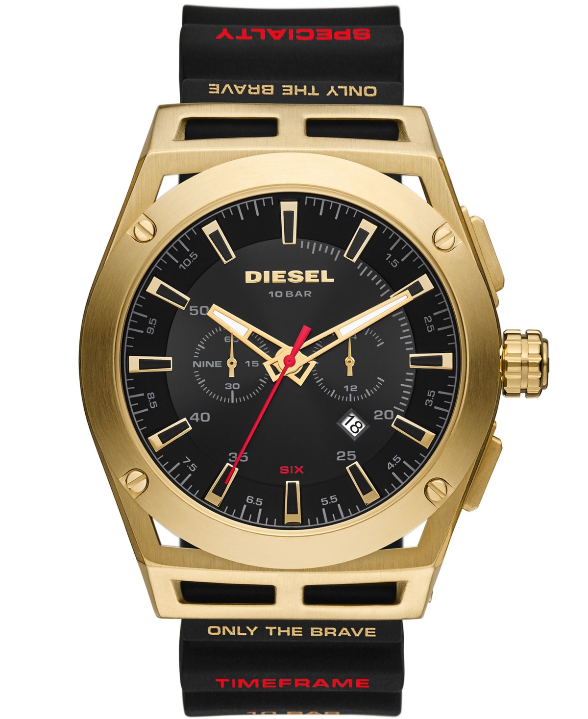 Men's Diesel Timeframe Chronograph Black Silicone Watch 48mm - Black