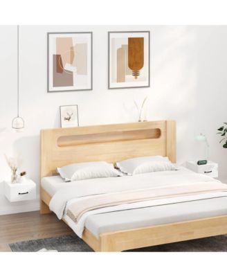 Wall-mounted Bedside Cabinets 2 pcs 13.8"x13.8"x7.9" High Gloss White