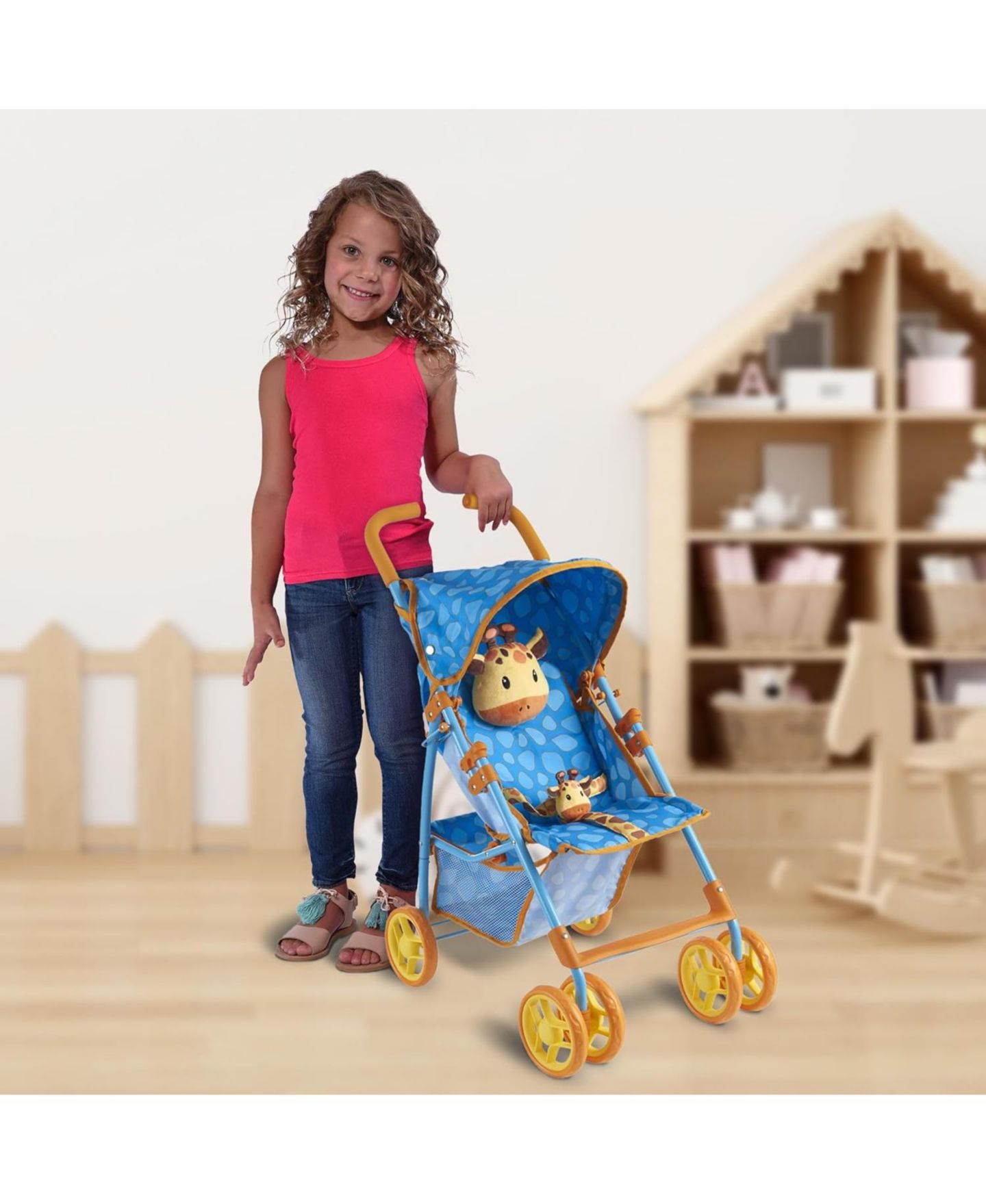 Складная компактная кукольная коляска The New York Doll Collection, 28 дюймов, цвет: Синий — фото 3