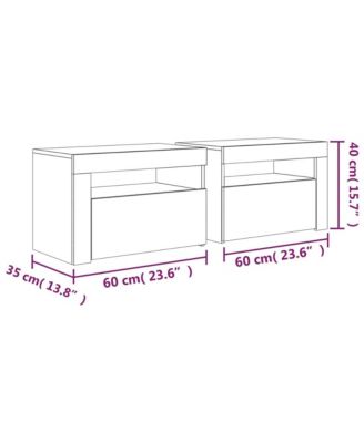 Bedside Cabinets 2 pcs with LEDs Sonoma Oak 23.6"x13.8"x15.7"