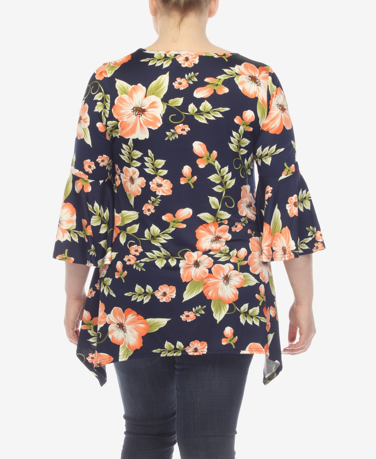 White Mark Plus Size Blanche Tunic Top In Peach Flower