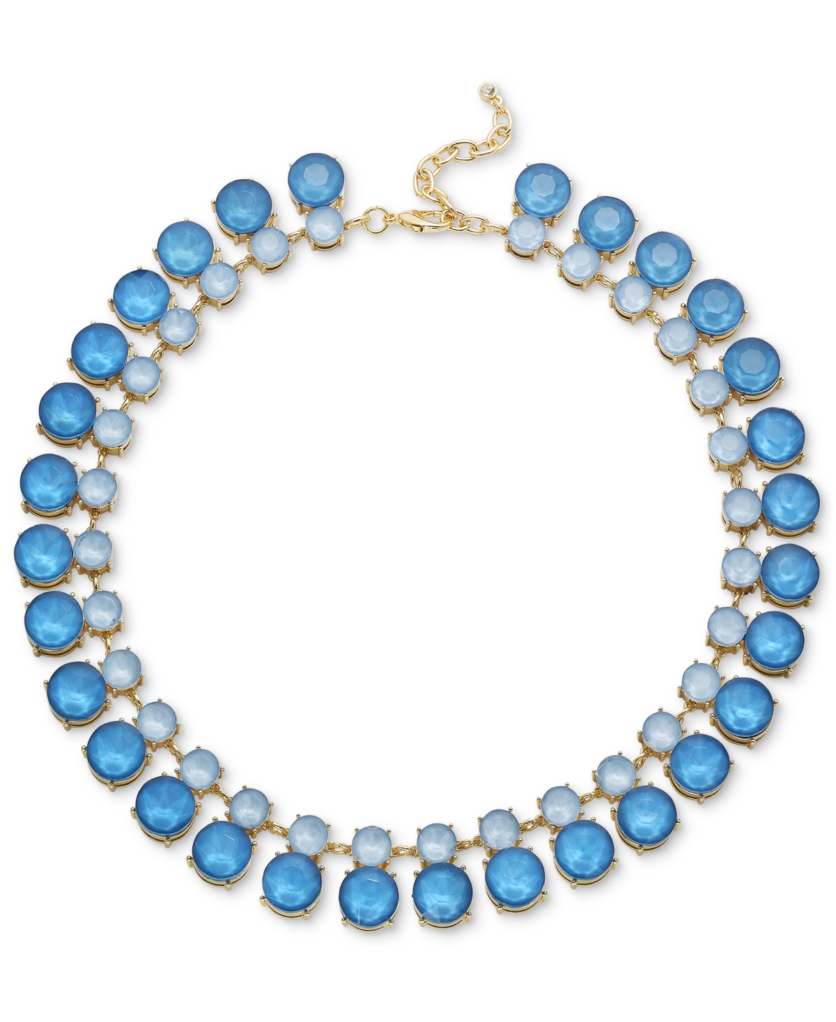 Gold-Tone Color Crystal & Stone All-Around Collar Necklace, 16" + 2" extender, Created for Macy's - Blue