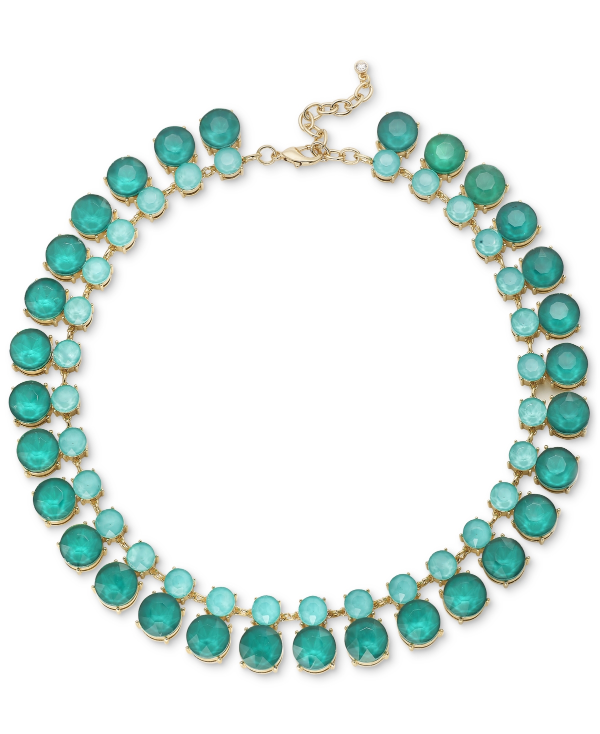 Gold-Tone Color Crystal & Stone All-Around Collar Necklace, 16" + 2" extender, Created for Macy's - Blue