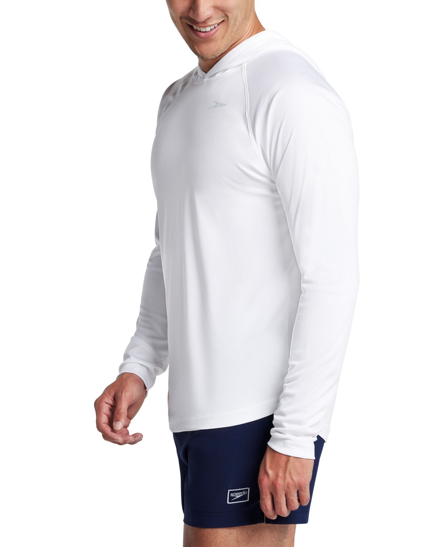 Мужская рубашка Speedo Baybreeze Long Sleeve Hooded Performance Swim Shirt, цвет: Яркий белый — фото 3