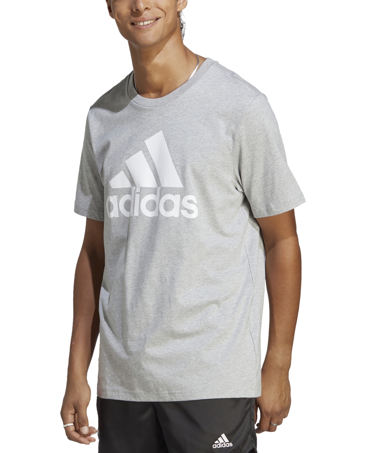 Shop Adidas Originals Men's Essentials Single Jersey Big Logo Short Sleeve Crewneck T-shirt In Medium Heather Grey