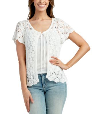 BCX - Juniors' Short-Sleeve Tie-Front Sweater
