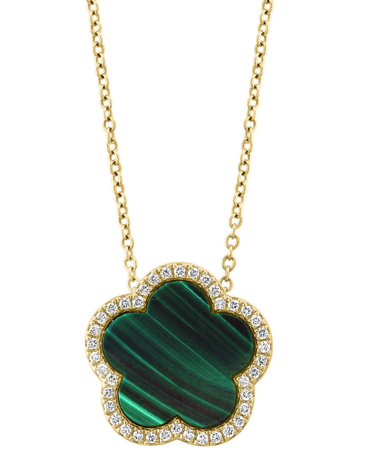 Effy Malachite & Diamond (1/6 ct. t.w.) Flower Halo 18