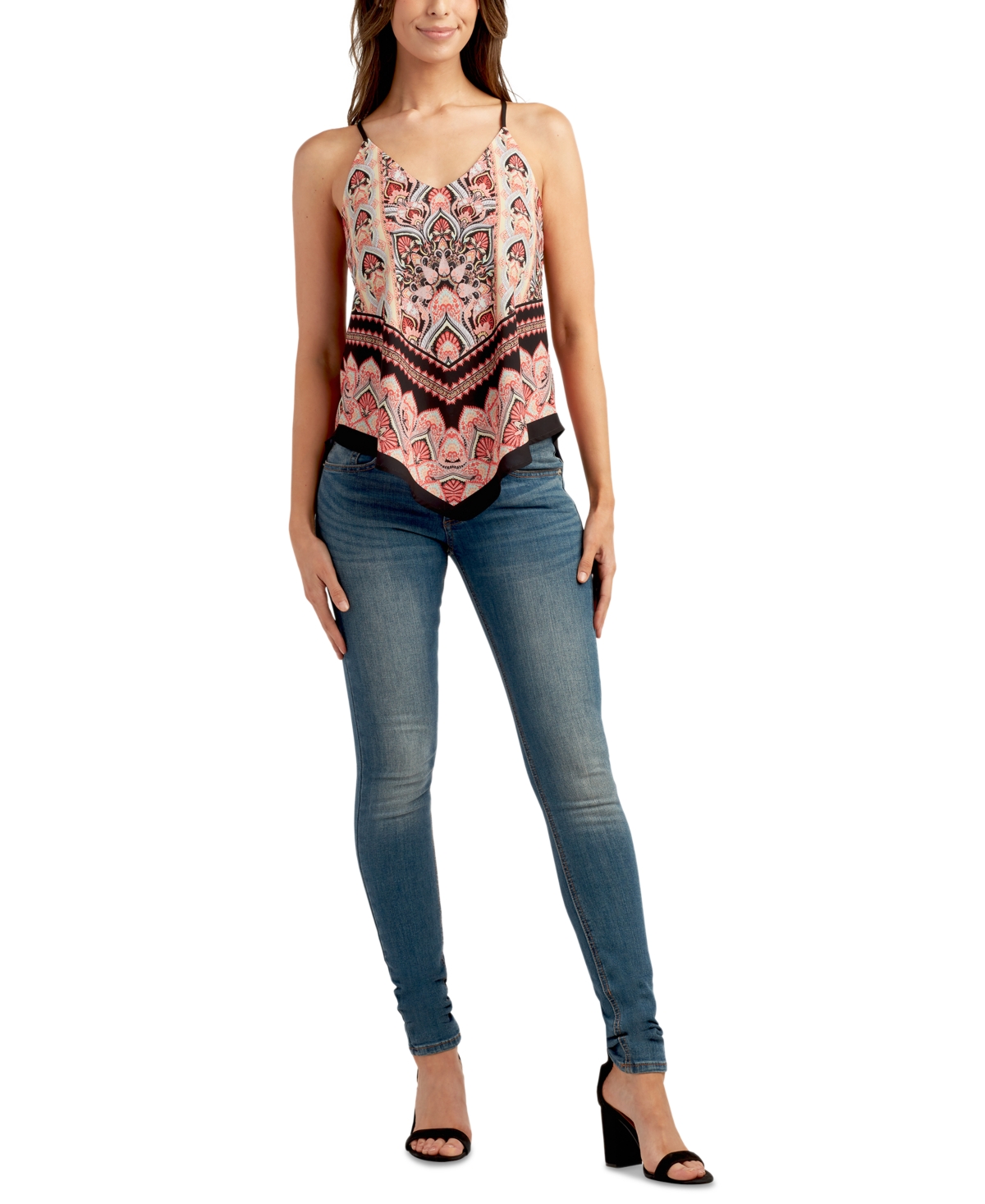 Shop Bcx Juniors' Printed Sleeveless Scarf Top In Pat A