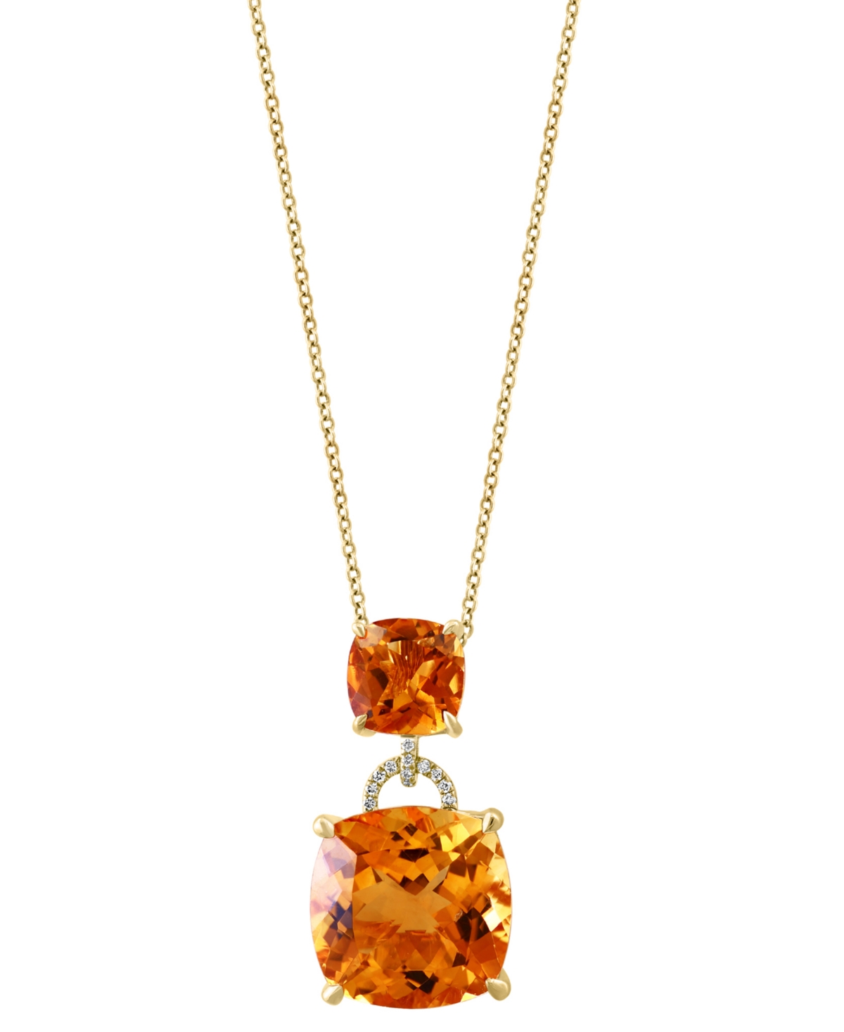 Effy Collection Effy Citrine (12 Ct. T.w.) & Diamond (1/20 Ct. T.w.) 18" Pendant Necklace In 14k Gold In Yellow Gold