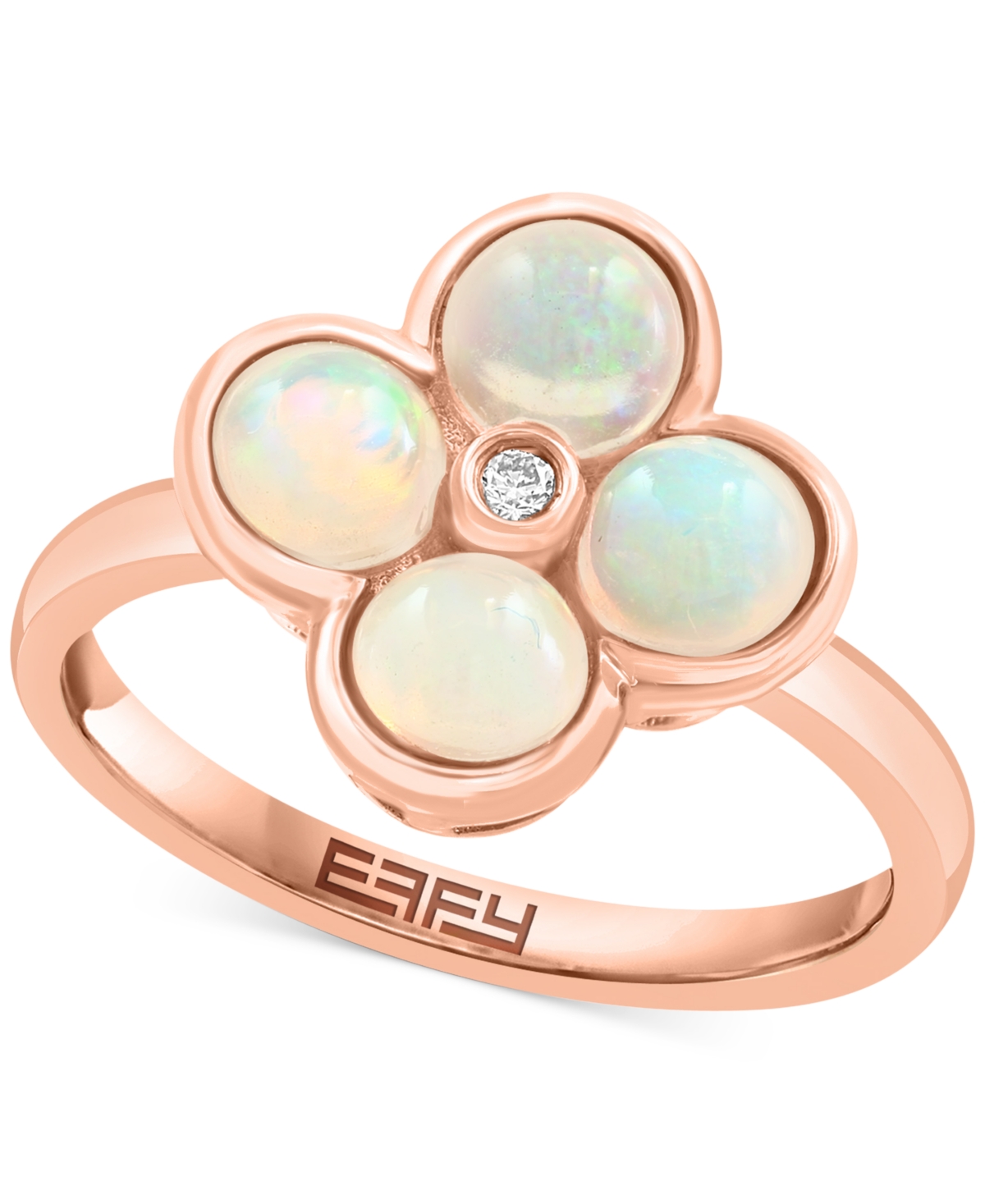 Effy Collection Effy Ethiopian Opal (2-7/8 Ct. T.w.) & Diamond Accent Flower Ring In 14k Rose Gold