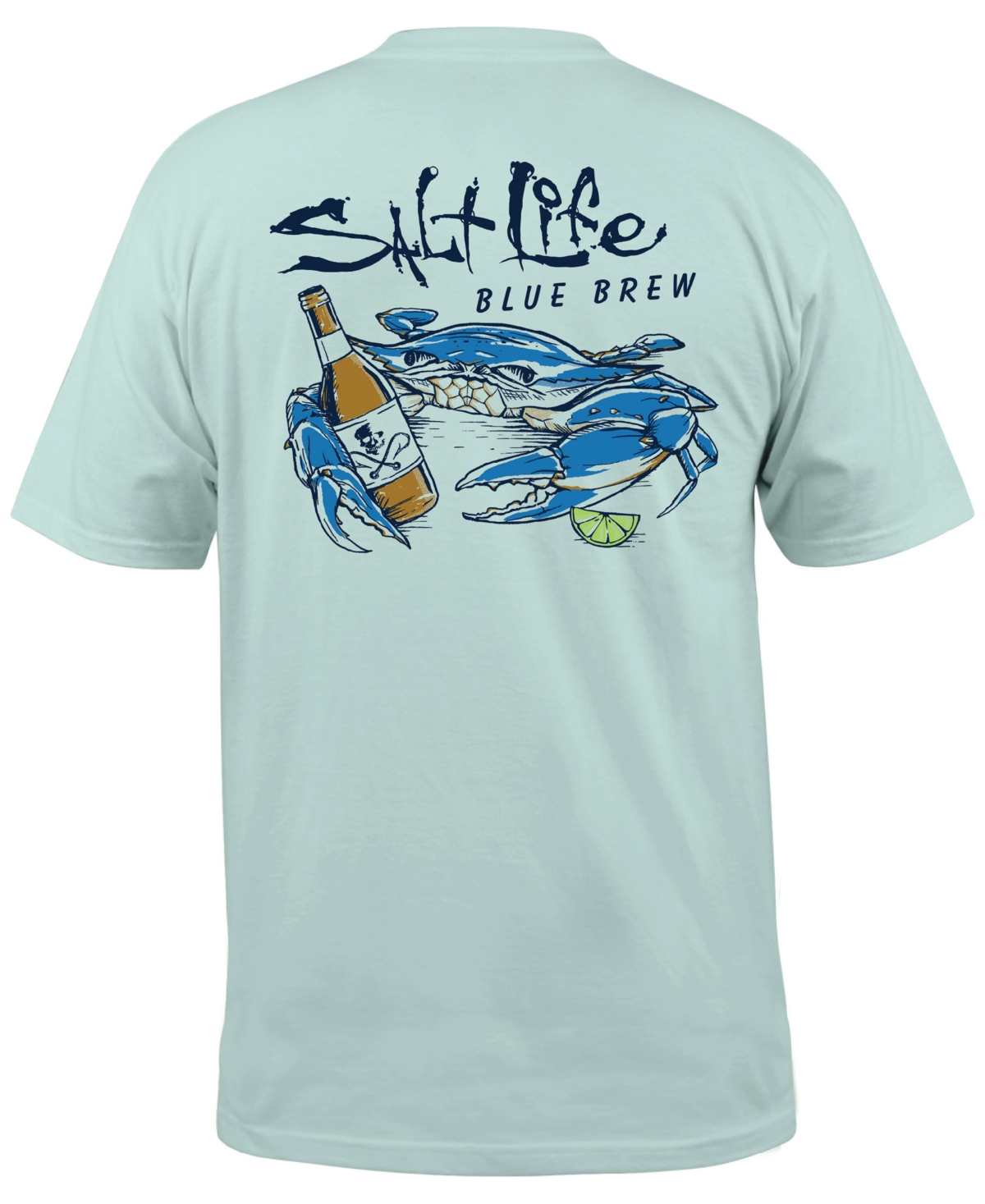 Shop Salt Life Men's Blue Brew Crab Logo Graphic Pocket T-shirt In Fresh Mint