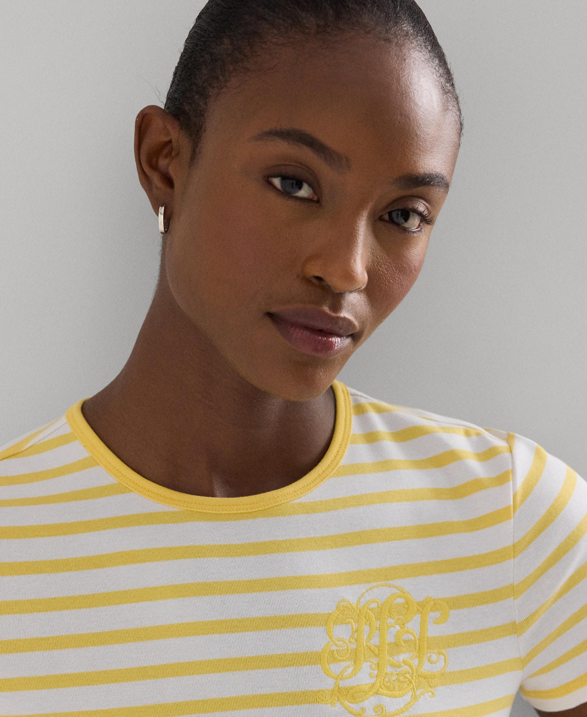 Lauren Ralph Lauren Women's Striped Crewneck Tee -Primrose Yellow