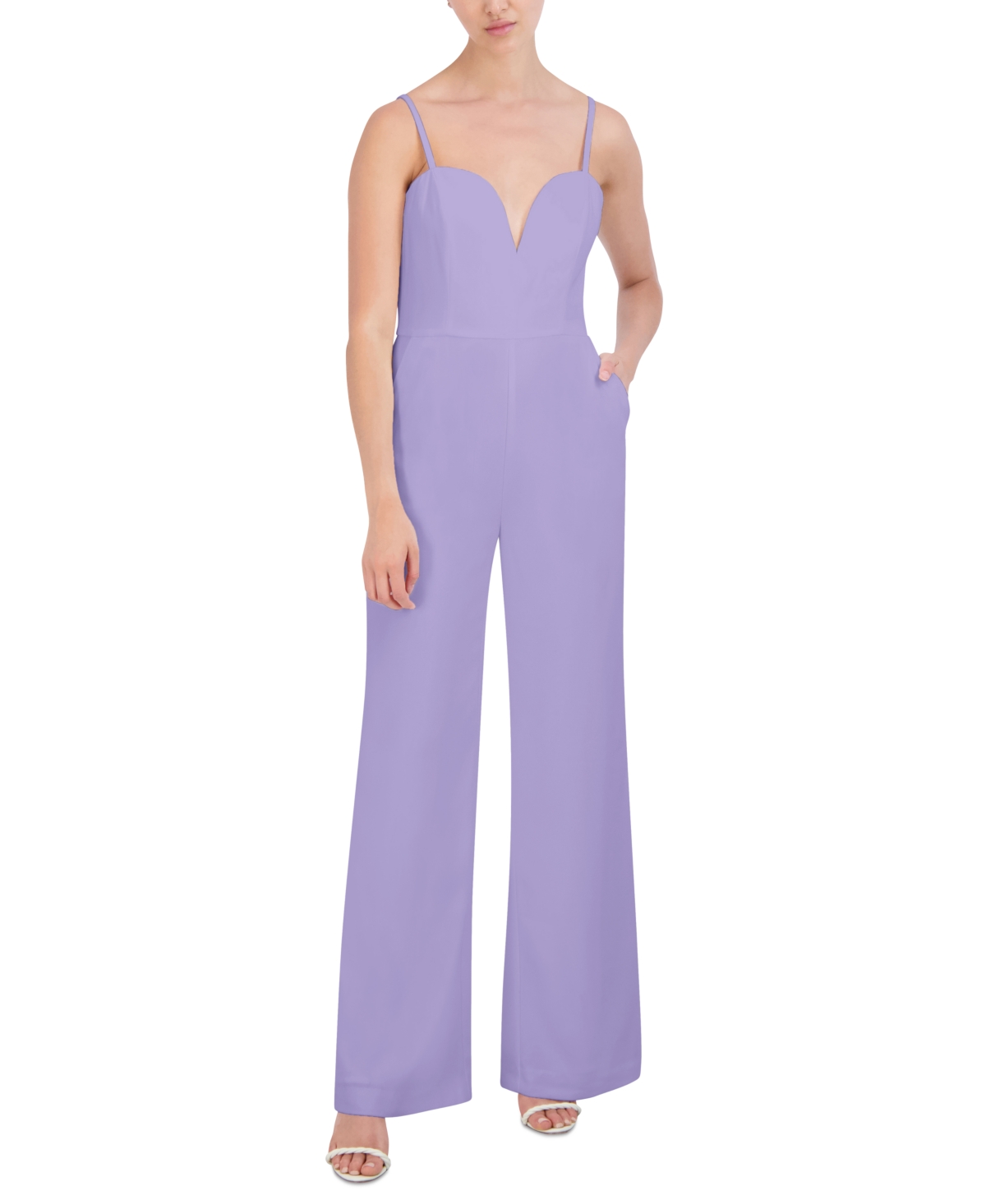Women's Sweetheart-Neck Suiting Jumpsuit - Lavender