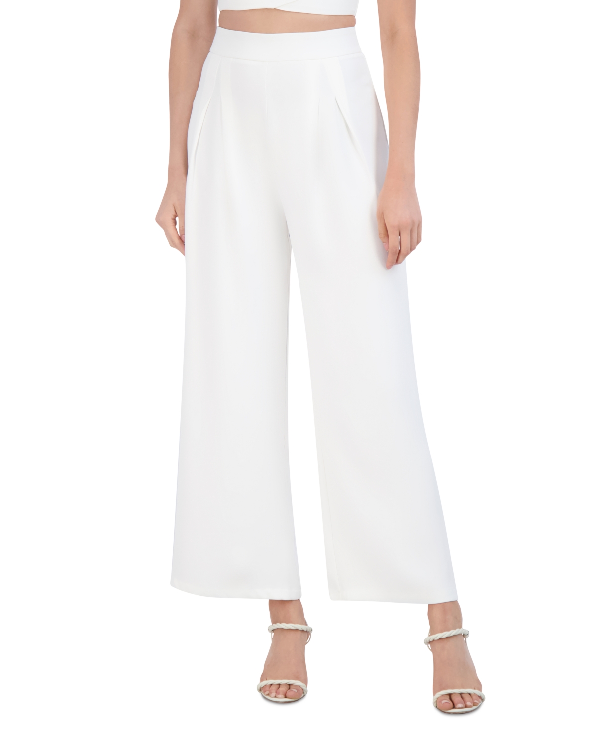 Shop Bcbg New York Women's Pleated Twill Wide-leg Pants In Marshmallow