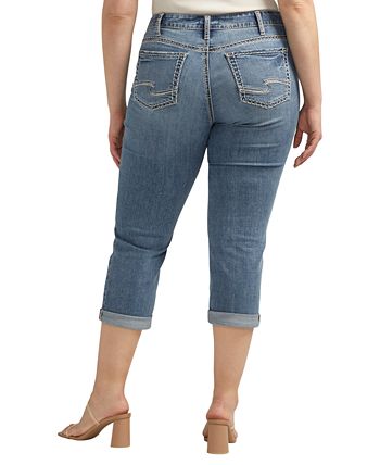 Silver Jeans Co. Jeans Suki Mid Rise Curvy Fit Bootcut – Plus Size Donna, Denim Elasticizzato, Lavaggio Indaco Medio-Scuro