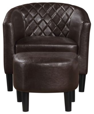 27.75" Faux Leather Roosevelt Accent Chair with Ottoman