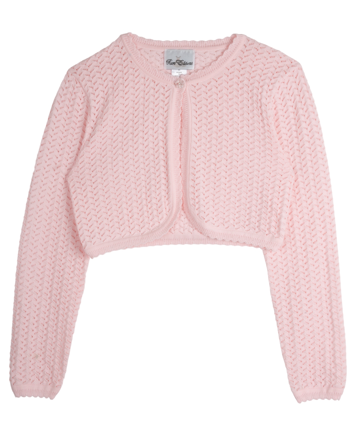 Shop Rare Editions Big Girls Crochet Cardigan Sweater In Blush