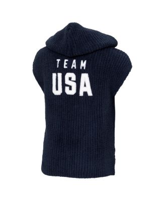 Toddler Boys and Girls Navy Team USA Barefoot Dreams CozyChic Hooded Rib Cozy