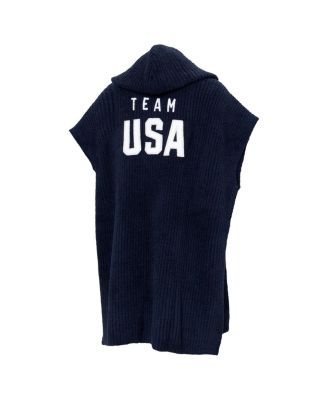 Men's and Women's Navy Team USA Barefoot Dreams CozyChic Hooded Rib Cozy