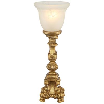 Traditional Glam Console Accent Table Lamp 18" High French Gold Uplight Alabaster Glass Shade Decor for Living Room Bedroom House Bedside Nightstand Office Reading Family - Regency Hill
