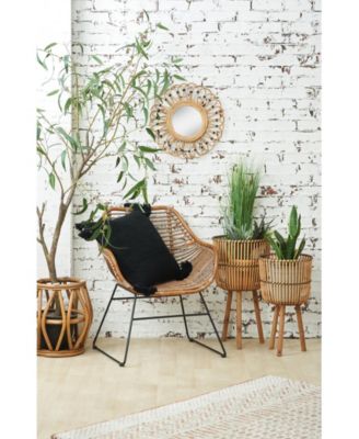 Newport Onyx Textured Throw Pillow Black Solid Color With Tassels Luxury Decorative Accent Covers For Couch And Bed