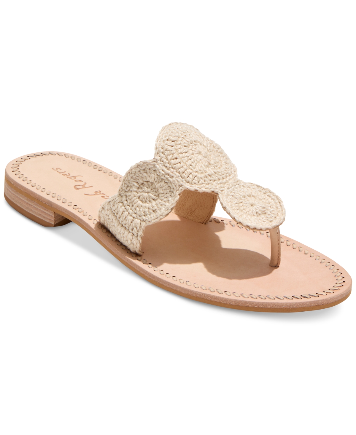 Women's Jack Crochet Slip-On Flat Sandals - Natural
