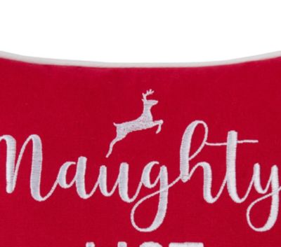 "Naughty List Legend" Small Christmas Accent Pillow, 10" x 10"