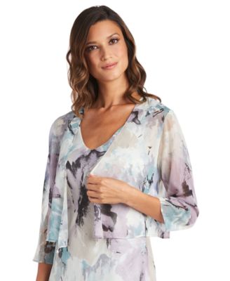 Women's Printed Sleeveless Midi Dress & Cropped Jacket