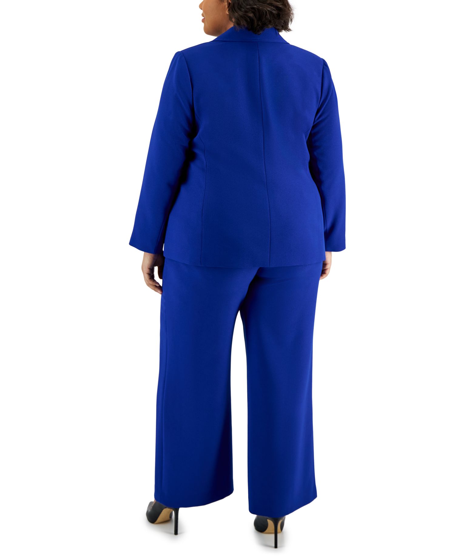 Plus Size One-Button Blazer & Wide-Leg Pants Suit Separates