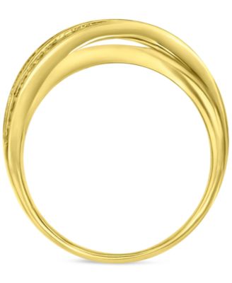 Cubic Zirconia Princess & Round Double Row Crossover Statement Ring