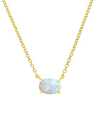 Lab-Grown Opal Oval Solitaire Pendant Necklace (3/4 ct. t.w.)