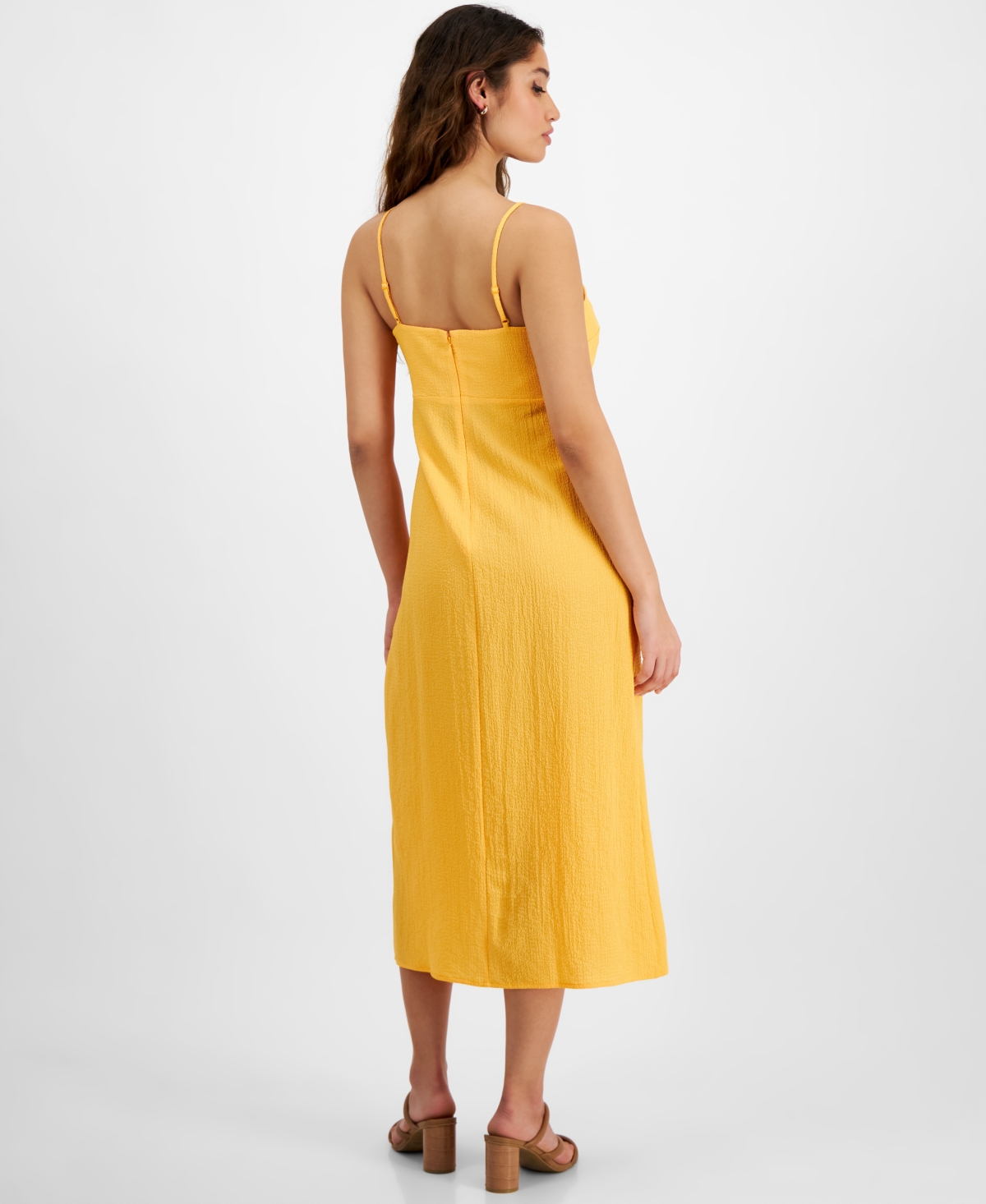 Shop Bar Iii Women's Sleeveless Twist-front Midi Dress, Created For Macy's In Blazing Orange