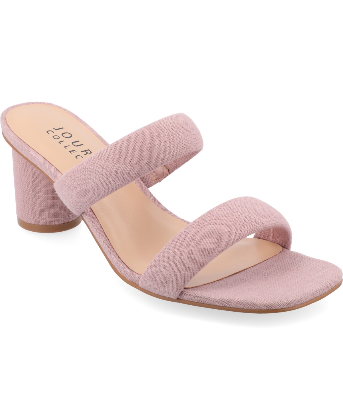 Shop Journee Collection Women's Aniko Tru Comfort Double Strap Block Heel Sandals In Blush