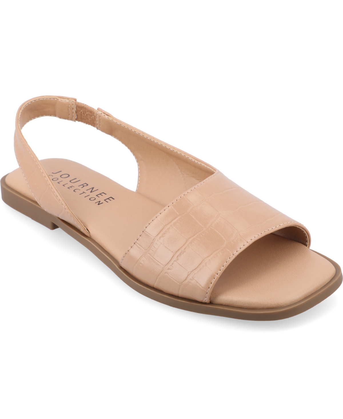 Shop Journee Collection Women's Brinsley Teture Slingback Flat Sandals In Tan
