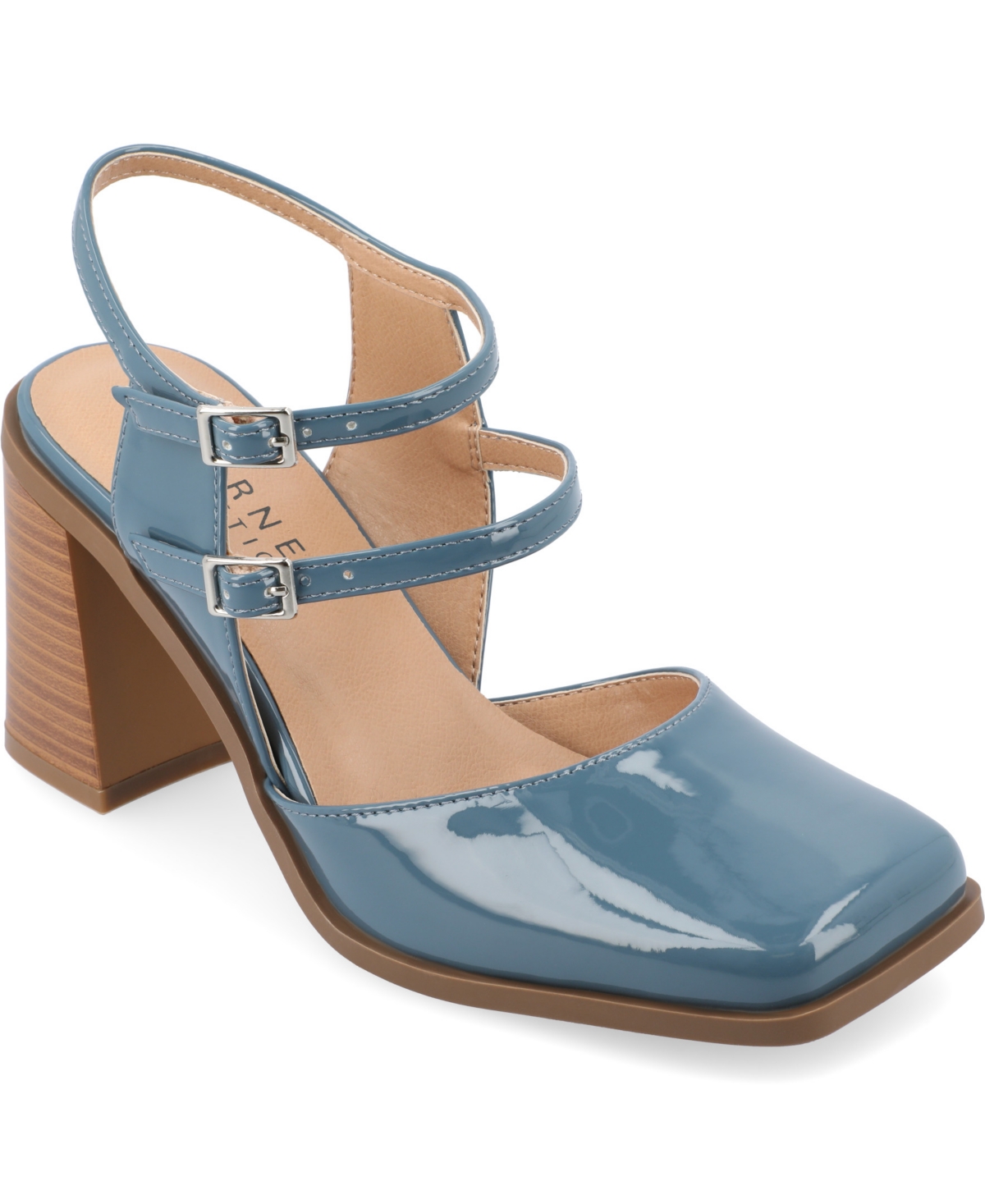 Shop Journee Collection Women's Caisey Tru Comfort Block Heel Pumps In Patent,blue