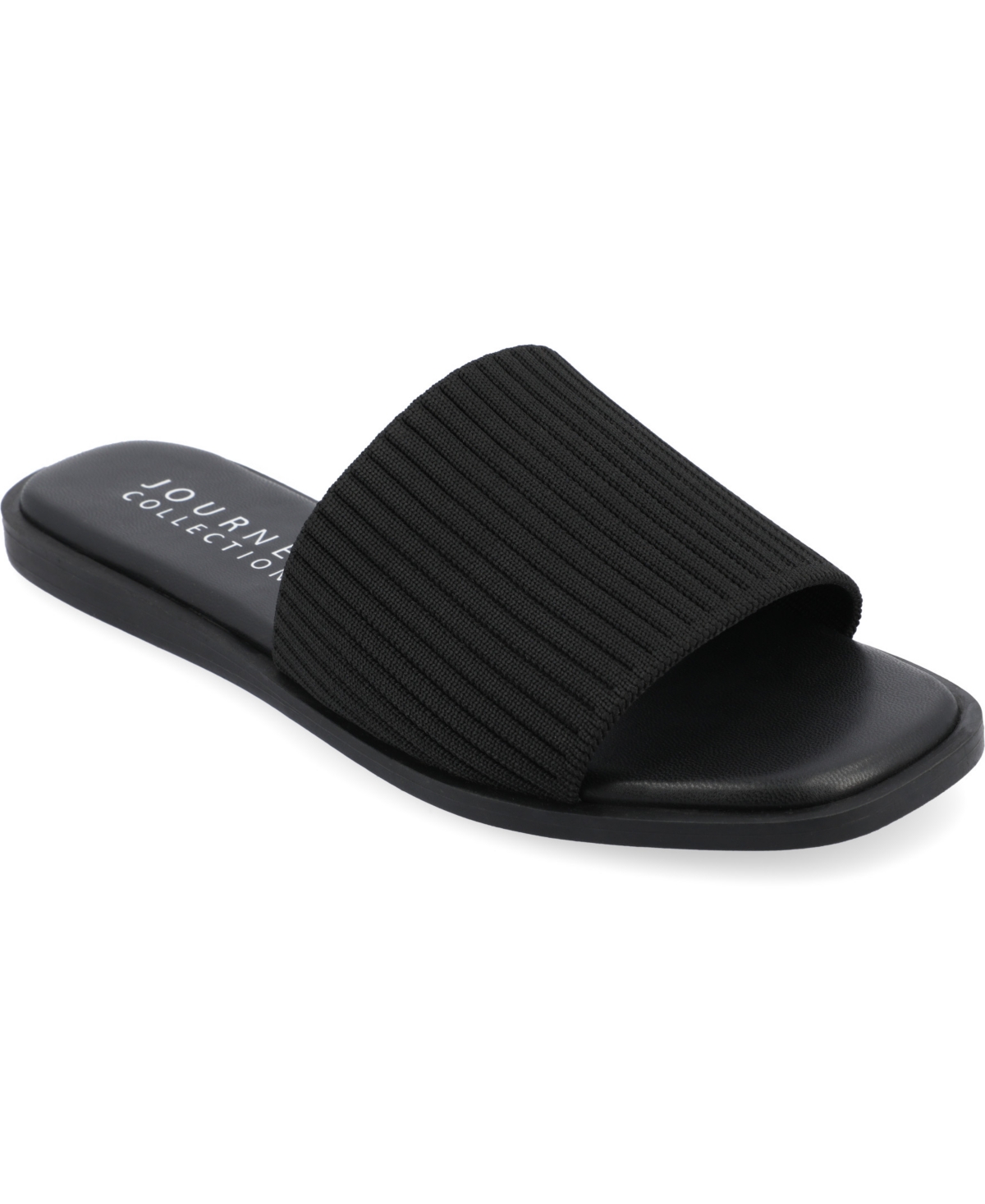 Journee Collection Women's Prisilla Single Band Slide Flat Sandals In Black