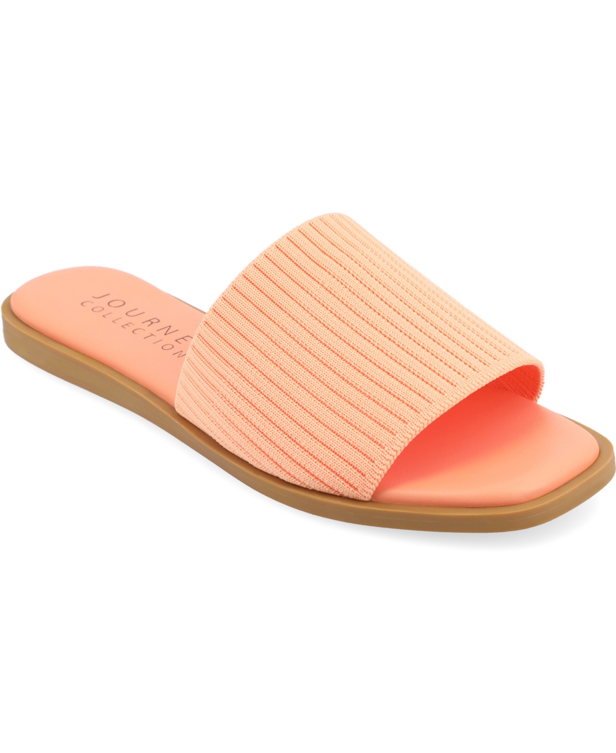 Journee Collection Journee Women's Prisilla Medium And Wide Width Flat Sandals In Peach