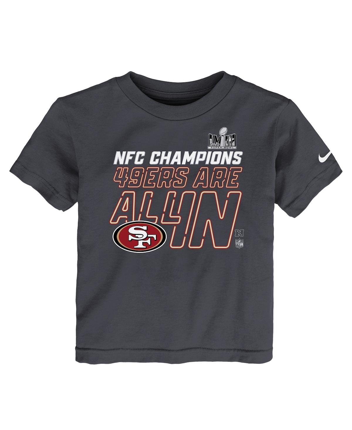 Shop Nike Toddler Boys And Girls  Anthracite San Francisco 49ers 2023 Nfc Champions Locker Room Trophy Col