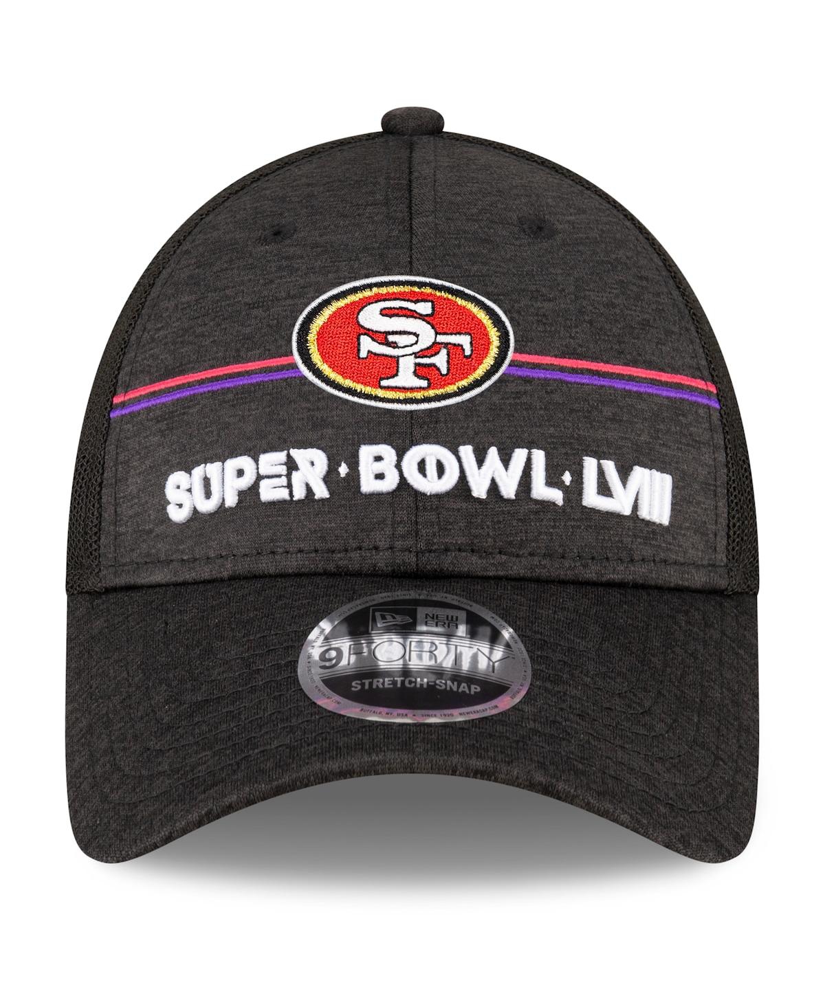 Men's New EraSan Francisco 49ers Super Bowl Lviii 9FORTY Trucker Adjustable Hat - Heather Black