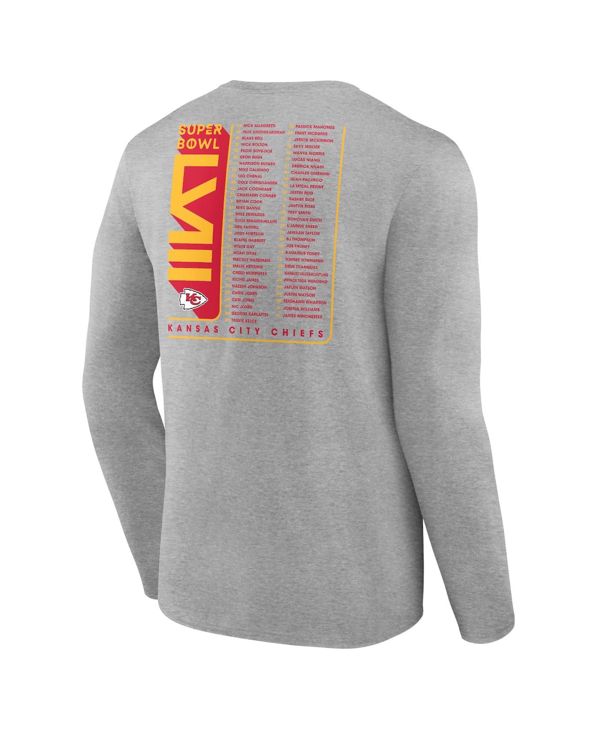 Shop Fanatics Men's  Heather Charcoal Kansas City Chiefs Super Bowl Lviii Roster Long Sleeve T-shirt