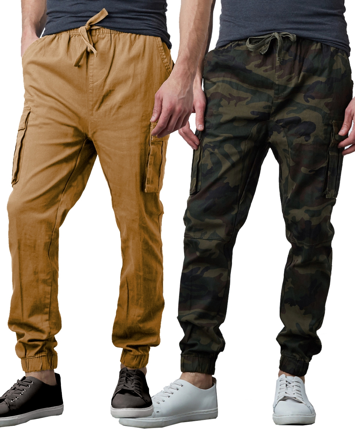 Men's Slim Fit Stretch Cargo Jogger Pants, Pack of 2 - Navy, Woodland