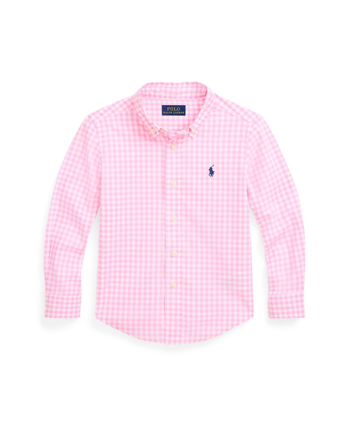 Shop Polo Ralph Lauren Toddler And Little Boys Patterned Cotton Poplin Shirt In Pink,white